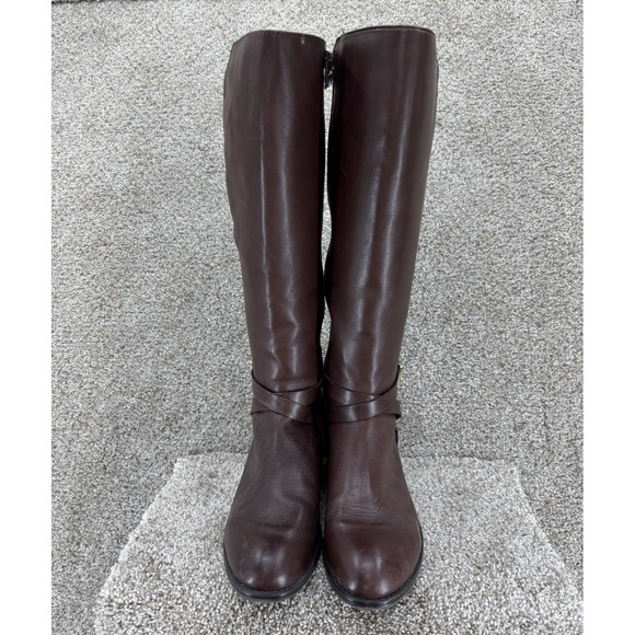 Lauren Ralph Lauren Mariah Dark Brown Leather Riding Boots 7.5B Preppy Old Money - Picture 13 of 16